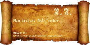 Marinics Nándor névjegykártya